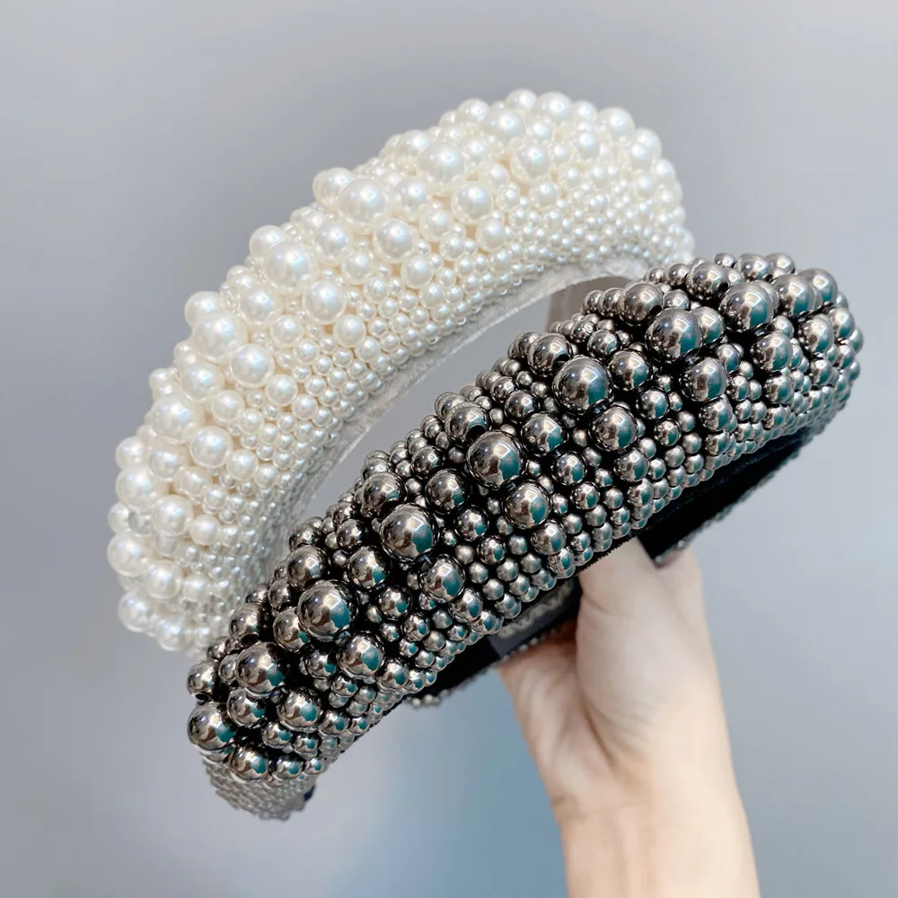 Головной убор с жемчужинами в стиле барокко повязка на голову класса люкс Стразы