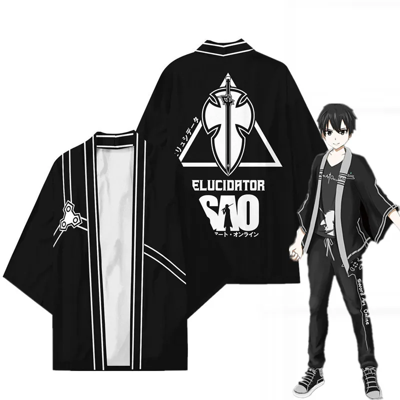 Аниме меч искусство онлайн киригая Наруто Косплей костюмы кимоно накидка хаори