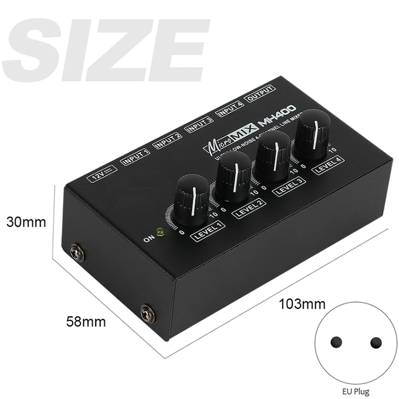 4 Channel Professional Sound Mixer Ultra Low-Noise Audio Amplifier For Keyboards Musical Instruments EU Plug | Электроника