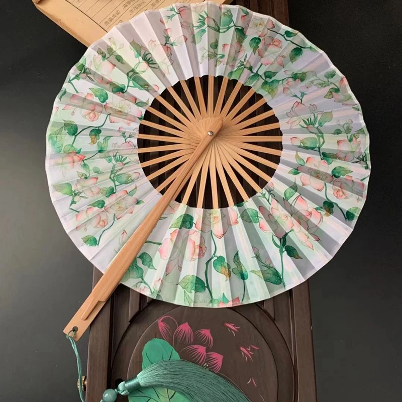 

Folding Fan Round Bamboo Ventilador Chinese Ventilateur Portable Ventilateur Cheongsam Dancing Performance Props Hanfu Gift Fans