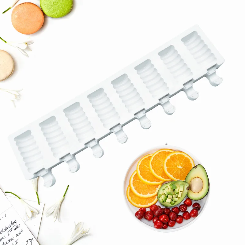 8 полостей силиконовая форма для Фруктового мороженого на палочке в полоску с