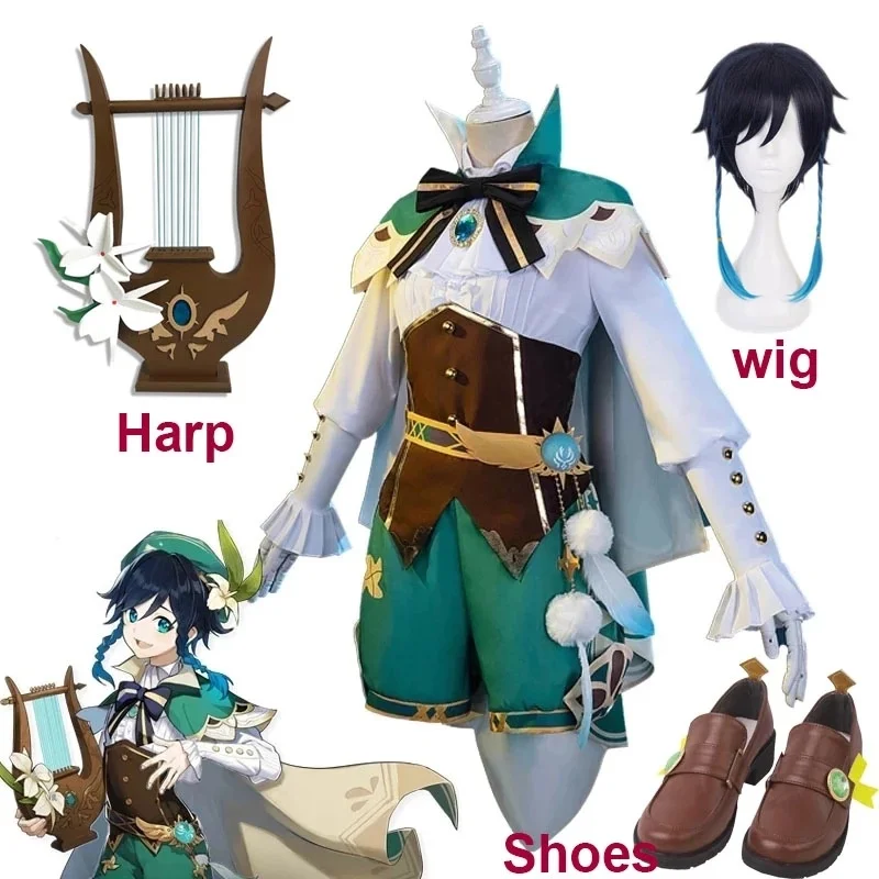 

SHZQ Genshin-из искусственной кожи Genshin Impact Venti костюм Genshin Impact Venti обувь для косплея на Хэллоуин Карнавальный Косплей Костюм