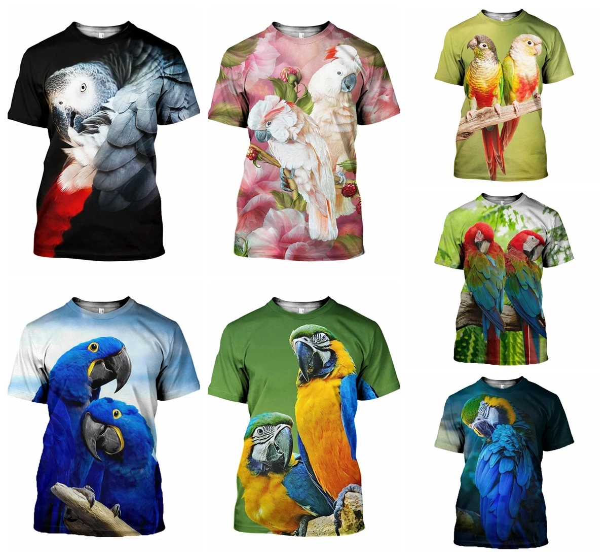 

Футболка Kaseetop с 3D-принтом попугая для мужчин и женщин, летняя повседневная футболка в стиле Харадзюку, топы, Прямая поставка T98