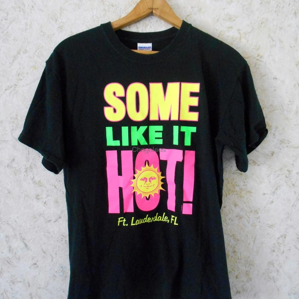 

Vintage 1990s Novelty Tee Neon Ft Lauderdale FL Black Short Sleeve Hip Hop Retro Tourist Beach Womens Size Medium