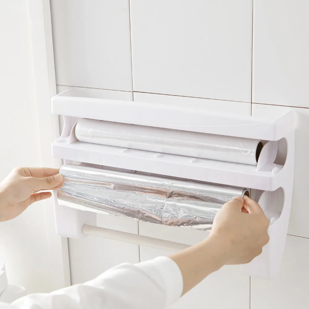 4 in 1 Wall Mounted Organizer Large Roll Paper Towel Holder Dispenser Storage Rack kitchen Film Cling 390 * 100 240mm | Дом и сад