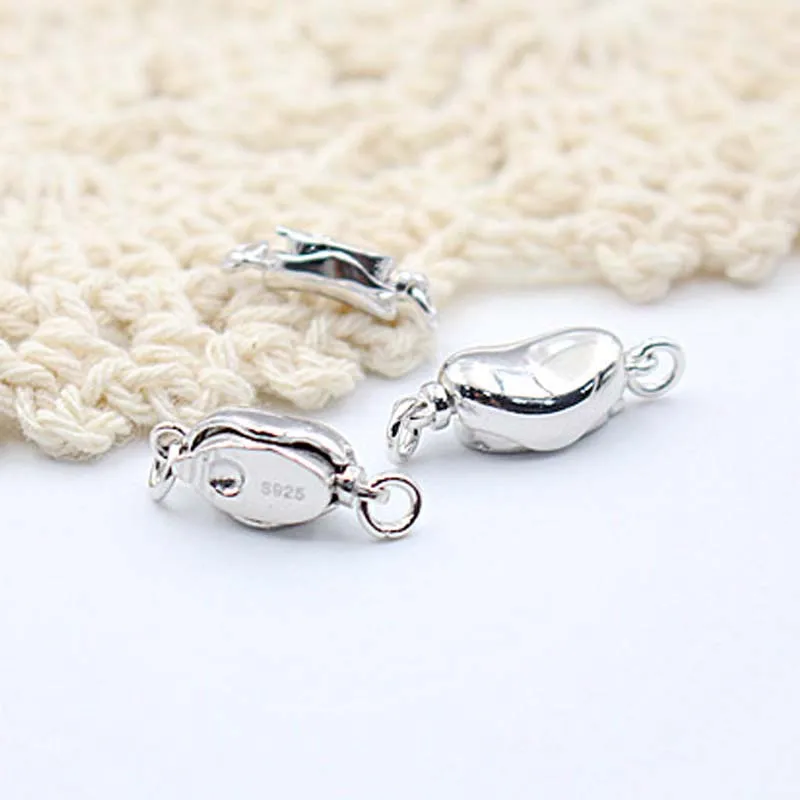 Подлинное Настоящее чистое Твердое Серебро 925 пробы Пряжка фасоль застежка