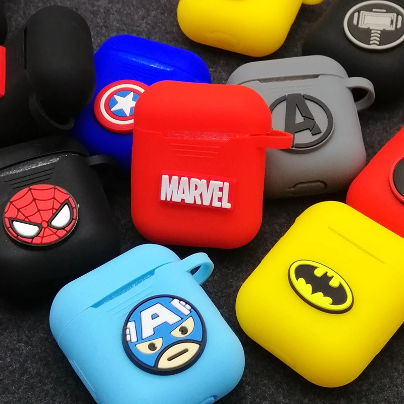 Marvel, Человек-паук, Супермен, беспроводные наушники, Airpods, чехол, сумка для Apple AirPods1/2, черный, красный, Бэтмен, bluetooth-гарнитура, коробка