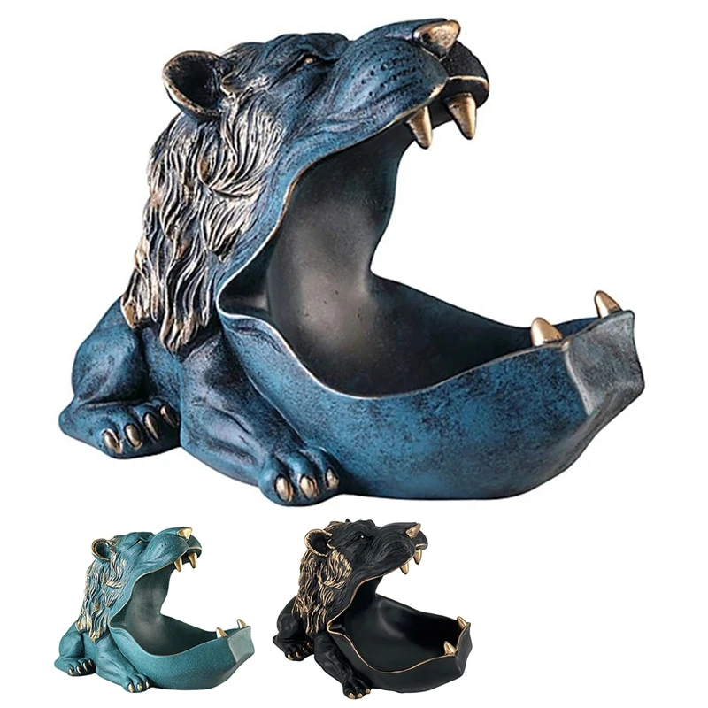 

Creative Male Lion Figurine Sculpture Key Candy Container Lion Statue Storage Box For Home Room Table Decor Crafts