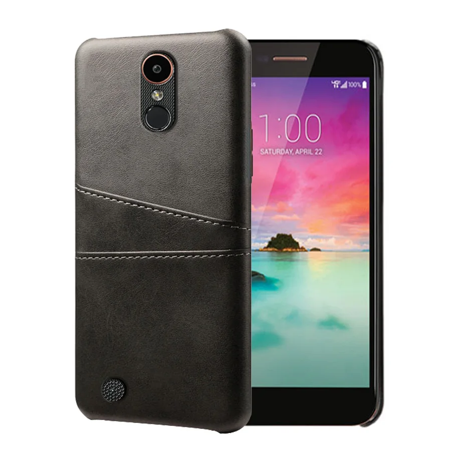 Кожаный держатель для карт чехол для телефона для LG Nexus 5X Q6 V10 V20 V30 V40 ThinQ V50 X Мощность 2 Мощность 2 K40 K20 K50 чехол для телефона - Цвет: Темно-серый