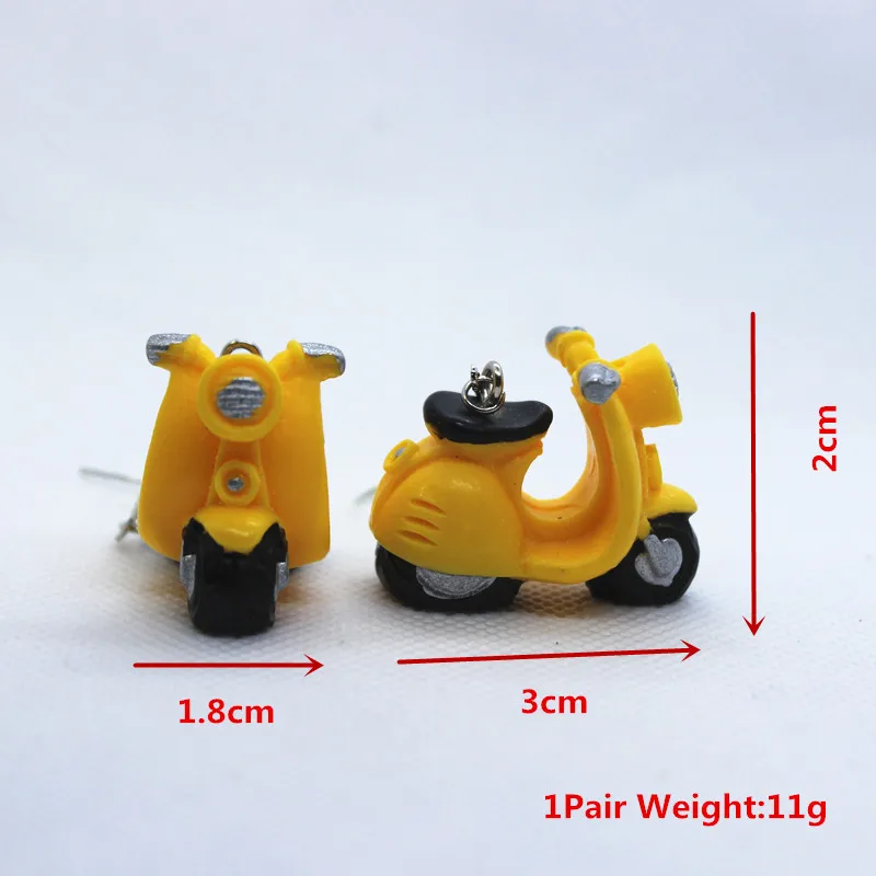 Новинка милые полимерные мини-серьги в форме мотоцикла модные длинные серьги для