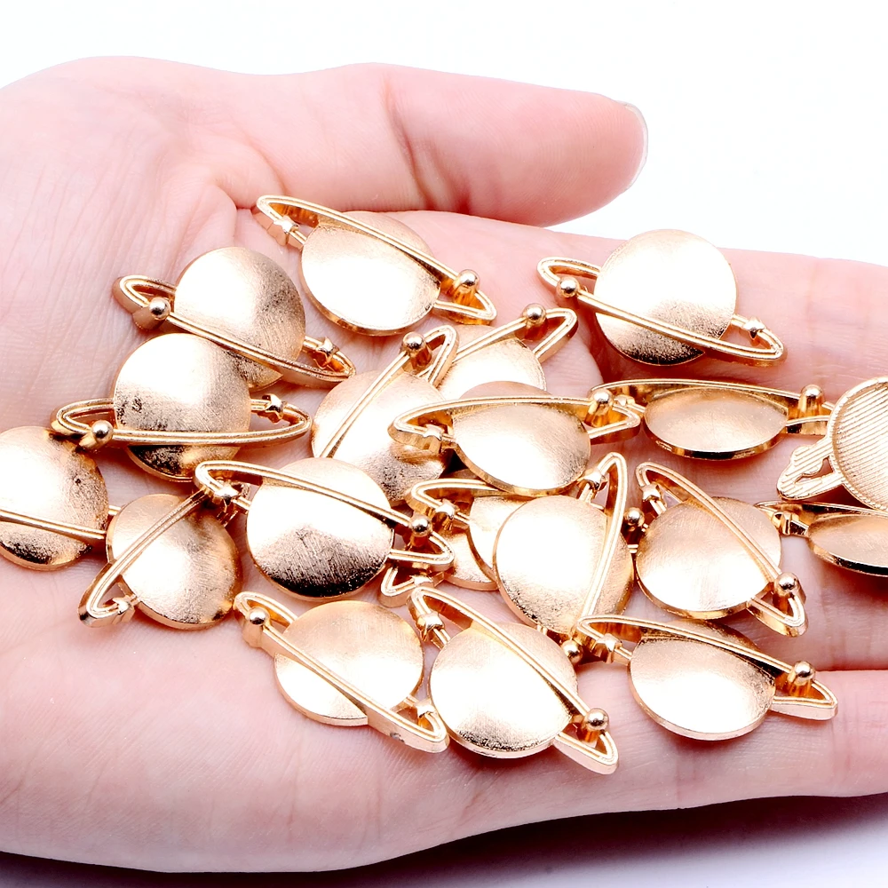 04 rose gold 14x26mm Серия звездное небо 100 шт 5 стилей позолоченное розовым золотом планета Луна застежки для самодельные Украшения, Аксессуары - Цвет: 04 rose gold 14x26mm