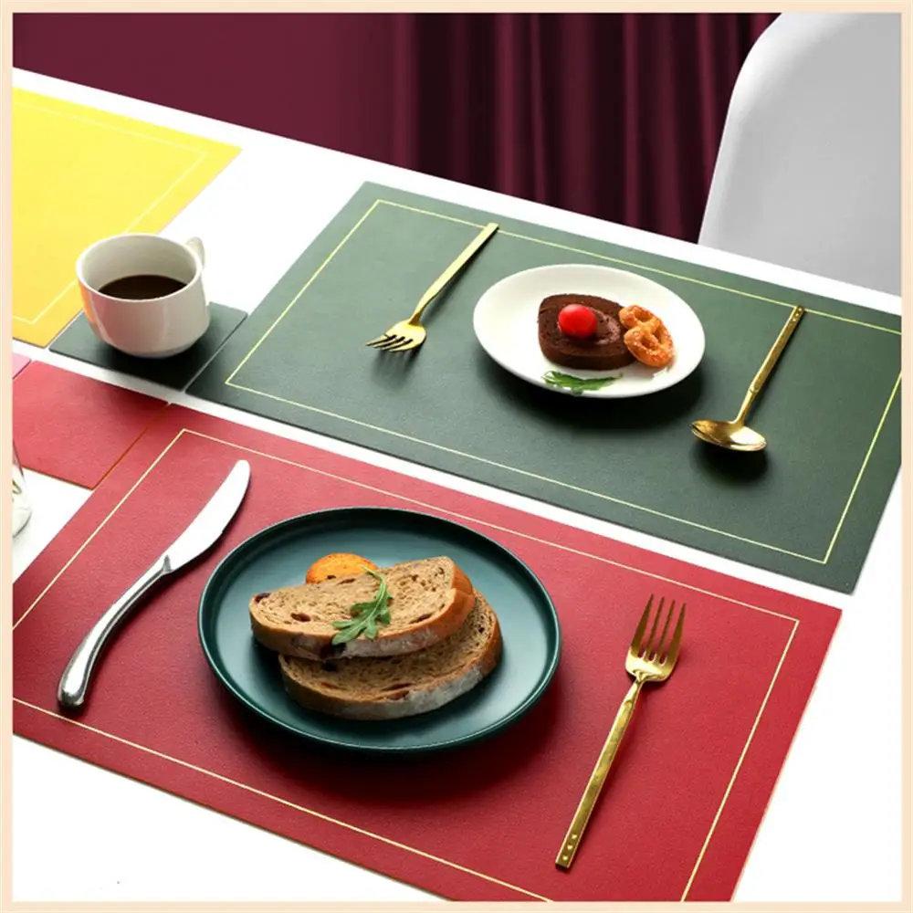 

Premium PVC Leather Table Mat Double-Deck Two Sided Heat Insulation Nordic Color Anti-Slip Water-Proof Tableware