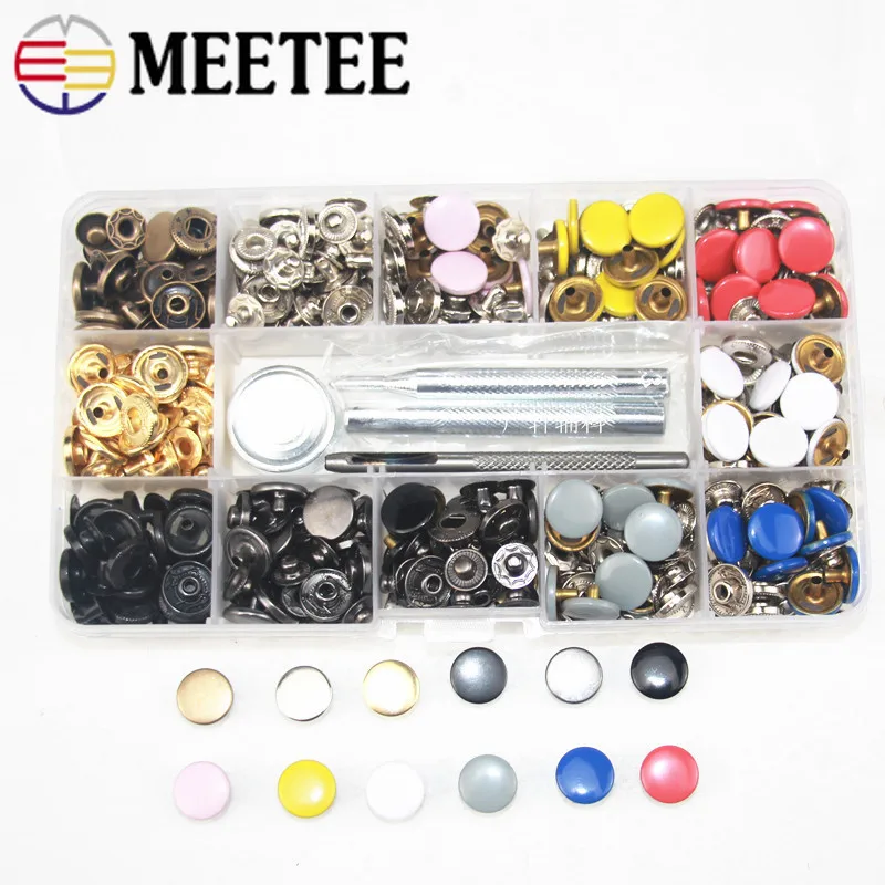 

120pcs/lot 12.5mm Colorful Metal Snap on Buttons Set Press Studs 4Installation Tools DIY Clip Pliers Sewing Clothes Accessories