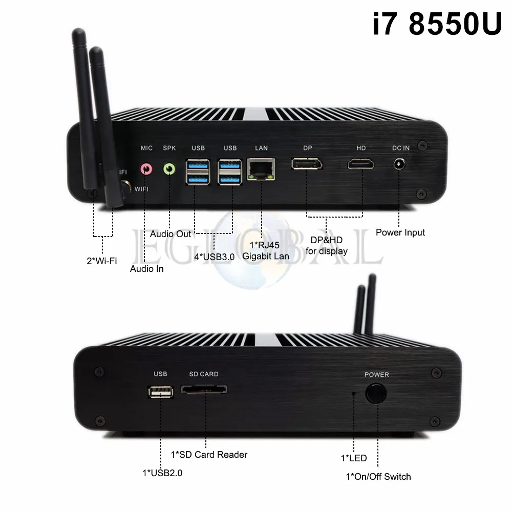 Мини компьютер Topton i7 8550U/7560U i5 8250U/7260U 2 * DDR4 Msata + M.2 SSD Micro PC Win10 Pro Barebone HTPC Nuc HDMI|Мини ПК| |