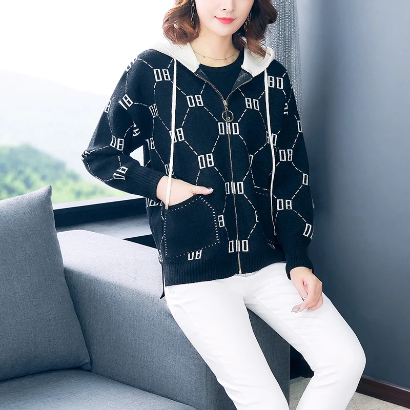 Осенне-зимний шикарный толстый кардиган с капюшоном свитер для женщин теплое