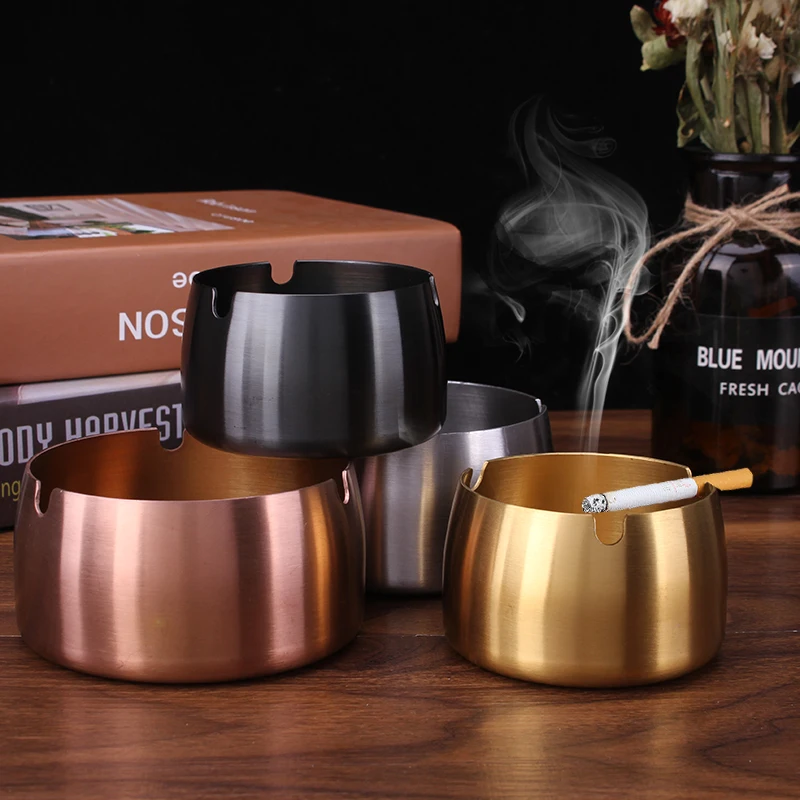

Windproof Ashtray For Patio Beautiful Tabletop Smoke Stainless Steel Ashtray For Home Office Unbreakable Durable Supplies Gifts