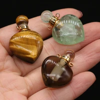 1pcs natural stone agates crystal perfume bottle connector smoky quartzs pendant essential oil diffuser necklace jewelry gift