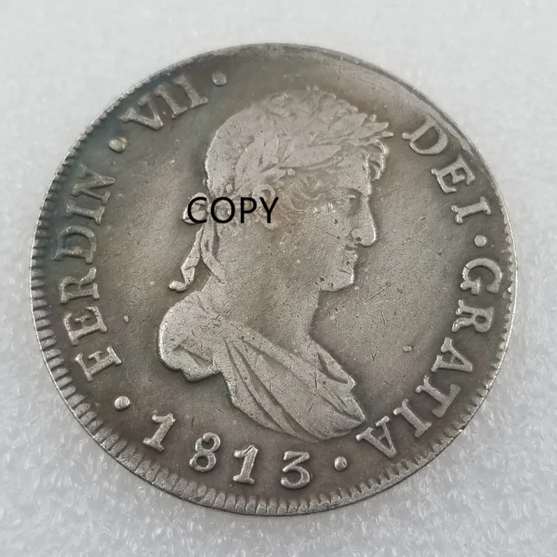 

FERDIN VII 1813 DEI GRATIA Commemorative Coin Spanish Silver Dollar Made Old Replica Specie