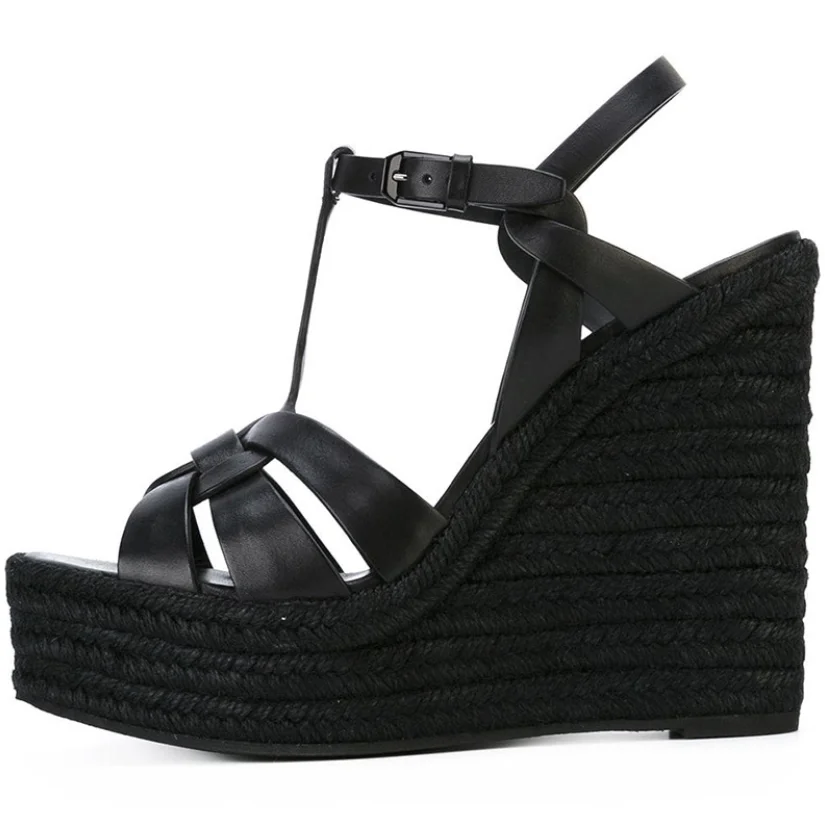 Rome Style Summer Women Sandals Mixed Color Buckle Strap Wedges High Heel 3-5cm Platform Fashion Women Sandals Shoes