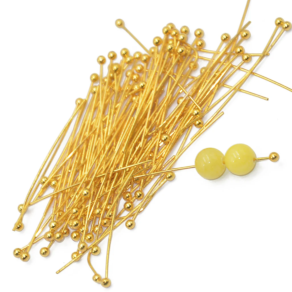 

100 Pcs Copper Ball Headpins Craft Findings Jewellery Making Earrings Necklace Earring Bracelet Needdles Ball Pins 30mm