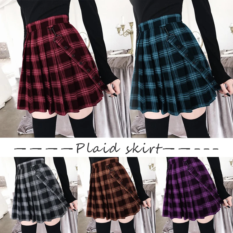 

College Style Plaid Pleated Women Skirt High Waist Female Mini Skirts Slim Casual Streetwear Ladies Short Bottom