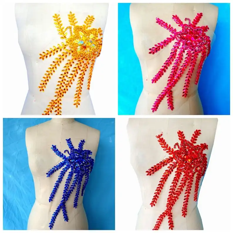 

Crystal Rhinestone Applique On Mesh Haute Couture Prom Wedding