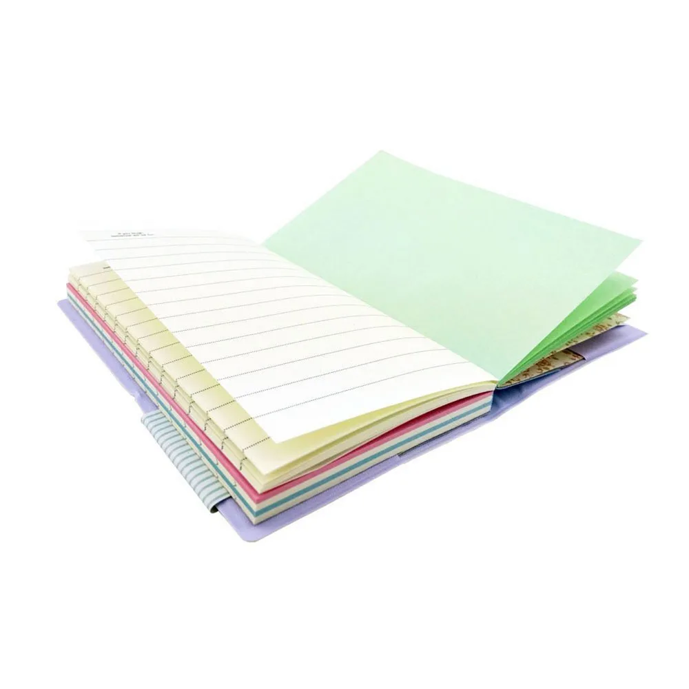 

PU Leather Notebook with Colored Pages Notepad with Colored Paper Medium Size (Yellow)