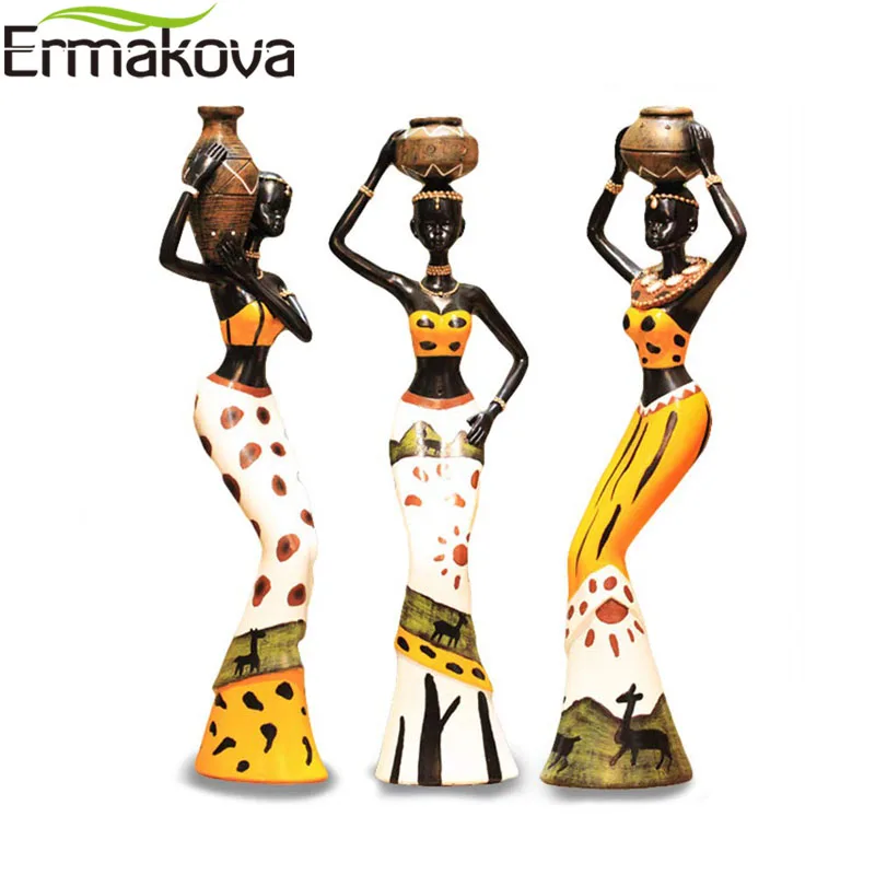 ERMAKOVA 3 шт./компл. Африканский скульптура женщины девушки смолы фигурка леди