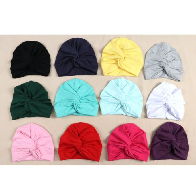 

Brand New Newborn Infant Baby Turban Toddler Kids Boy Girl Cotton Blends Hat Lovely Soft Cute Solid Knot Beanies Baby Gifts