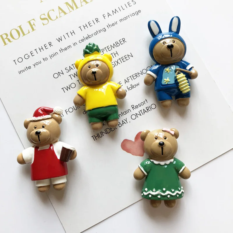 Магнит на холодильник в виде рождественского медведя 3d украшение для дома