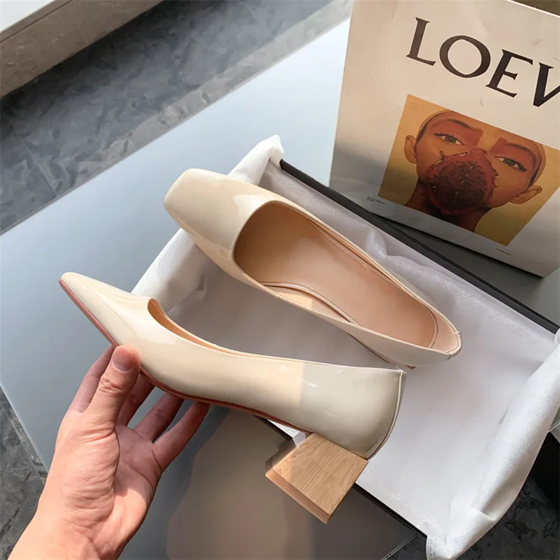 Meotina/Женская обувь на высоком каблуке из натуральной кожи толстом женские