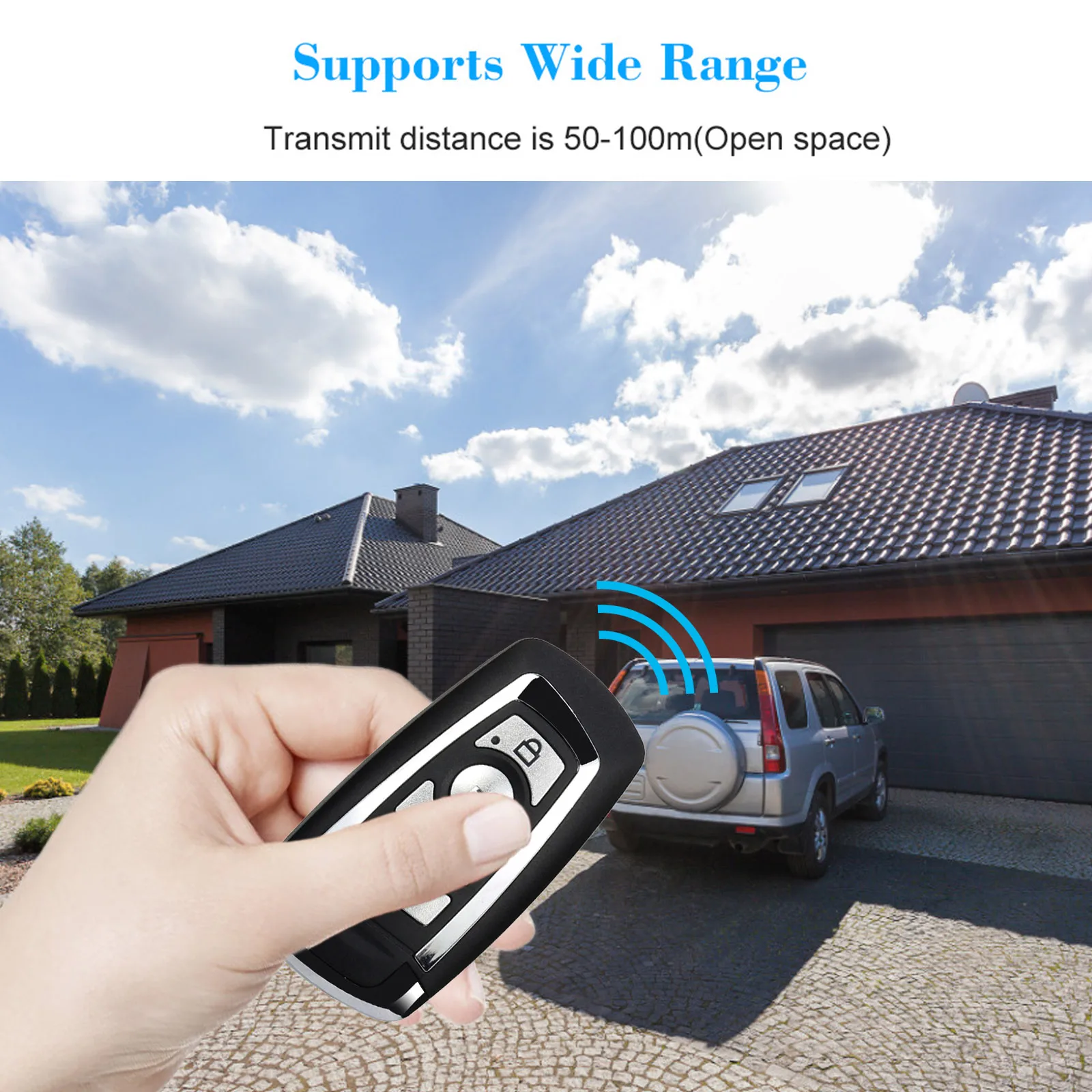 

433MHz Wireless Remote Control Key Fob 4 Buttons Clone Switch Portable Cloning for Electric Gate Garage Door Opener Control