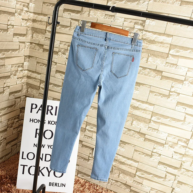 Женские узкие джинсы с высокой талией облегающие джинсовые брюки размера плюс