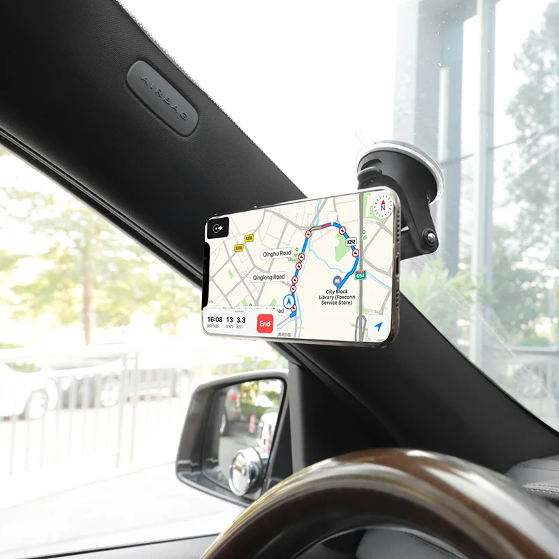 Hoco Magnetic Car Sucker Phone Holder For iPhone 12 Pro Max Magnet GPS Windshield Holder For Samsung S20 S21 A52 A72 Car Holder