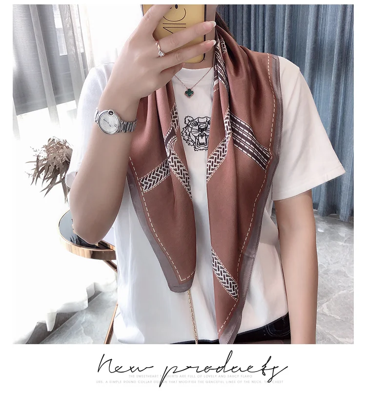 70*70cm Design NEW Horse Chain Printed Fashion Women Girl Neckerchief Scarf Imitation Silk Wraps Elegant Head Neck Hair Tie Band |