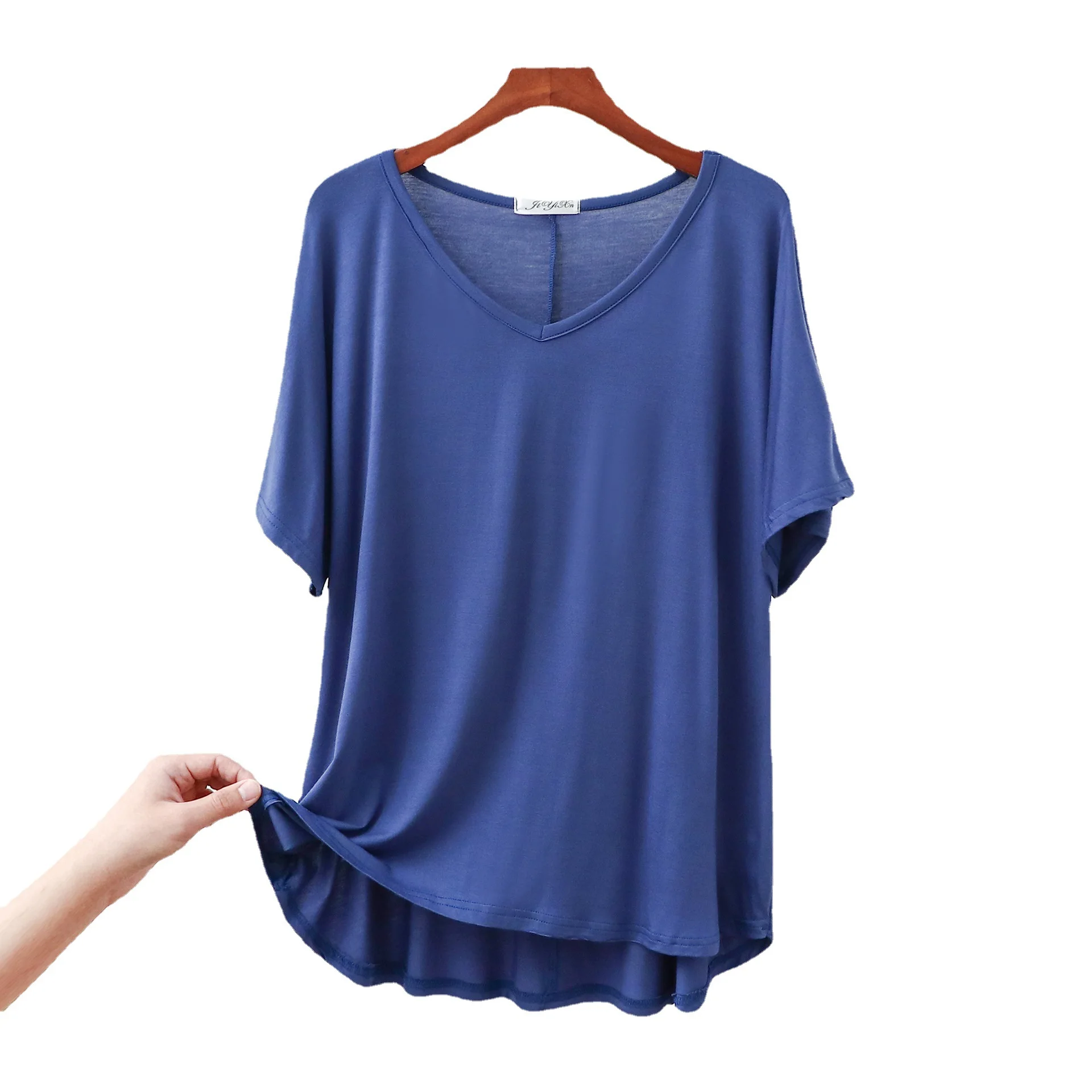 

tshirts women t-shirt casual tops 2021 new spring summer loose pure color thin V neck cotton modal v-neck shirt harajuku bts