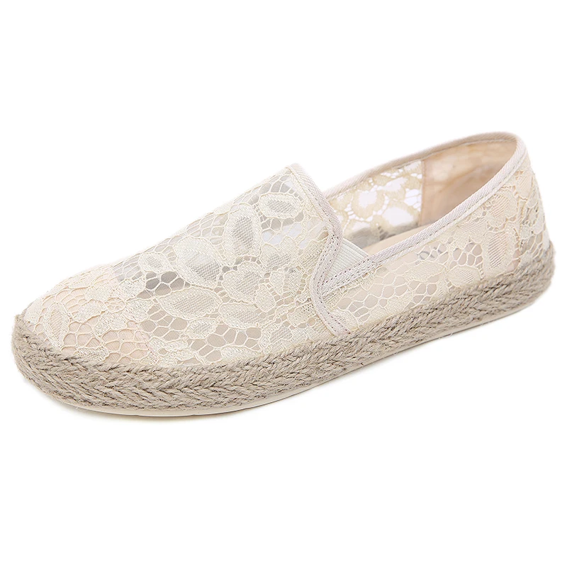 Ta Jiang authentic fashion New soft and comfortable flat shoes net sand embroidered hemp rope rubber outsole beach shoes T6688-1