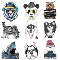 iron on transfer for clothing thermoadhesive patches dog stickers diy animals patch fusible stripes appliques for punk clothes c