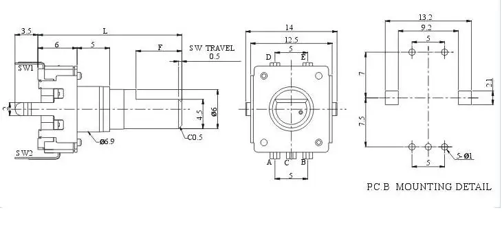 2 шт./лот Тайвань производит кодировщик EC12 автомобильный аудиокодер
