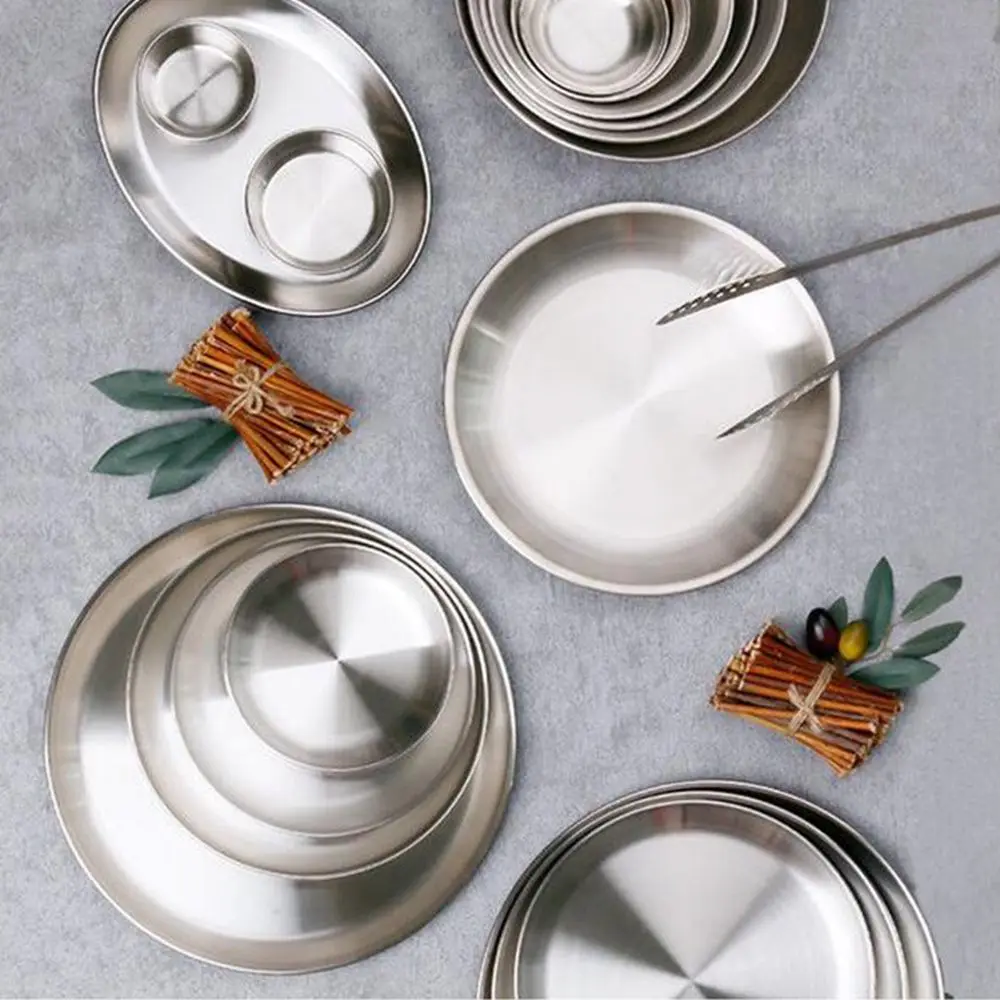 

Стальная портативная посуда для пикника, утолщенная ложка, вилка, тарелки для барбекю и пикника, посуда для кемпинга на открытом воздухе, ми...