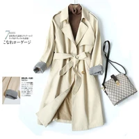 2021 khaki korean trench coat women autumn long belt coat elegant fashion casual outerwear windbreaker designer clothes