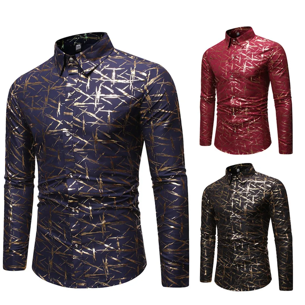 SAGACE роскошная высококачественная мужская позолоченная рубашка на пуговицах с