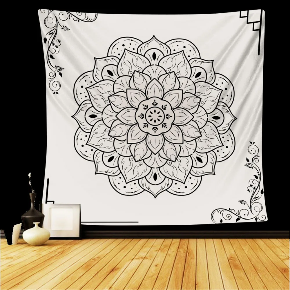 Индийский гобелен с мандалой подвесной ковер Луной и солнцем психоделический