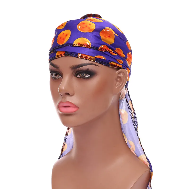 Men Silk Durag Graffiti Print Silky Bandanas For Long Tail Head Scarf Hair Cover Wave Cap Outdoor Hip Hop | Аксессуары для одежды
