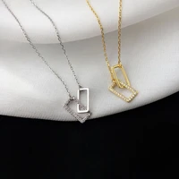 s925 sterling silver temperament simple and elegant all match style diamond paper clip pendant clavicle chain necklace
