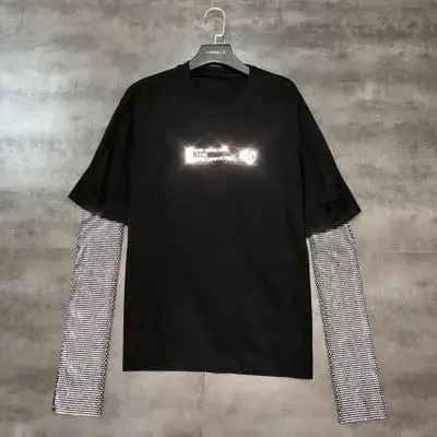 Новинка осени 2019 модная футболка Стразы с карманами и длинным рукавом имитация