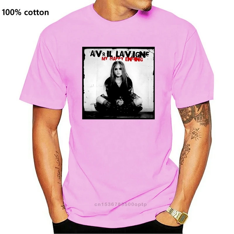 

New Round Neck T-shirt Avril Lavigne My Happy Ending Rock Album Cover Mens Crew Neck Design T Shirts
