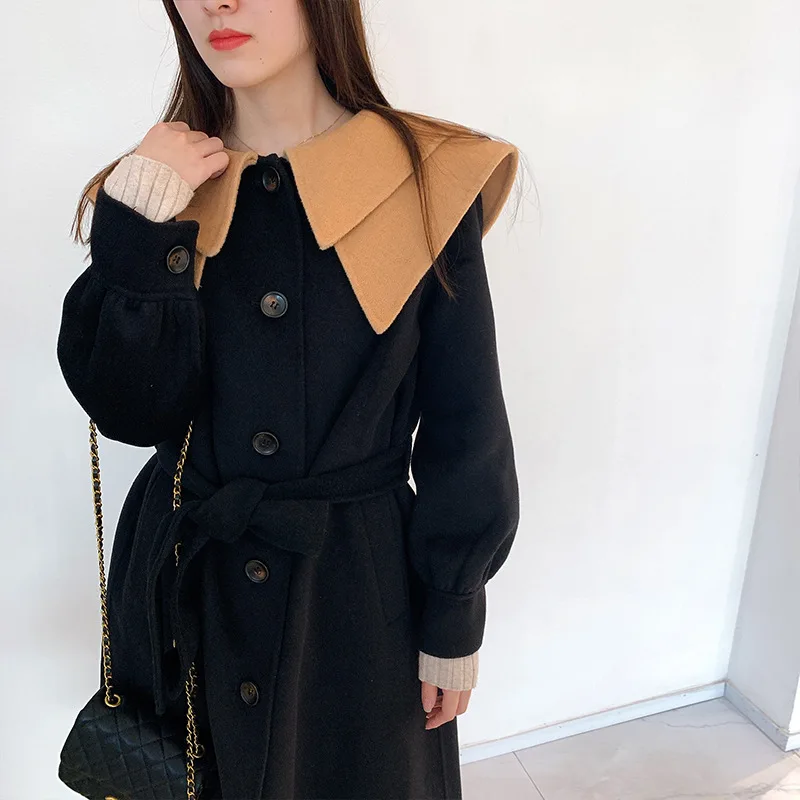 

High-end Fashion Wool Rabbit fur White Women's Autumn Winter Korea style Long Woolen Coat Women 2020 New