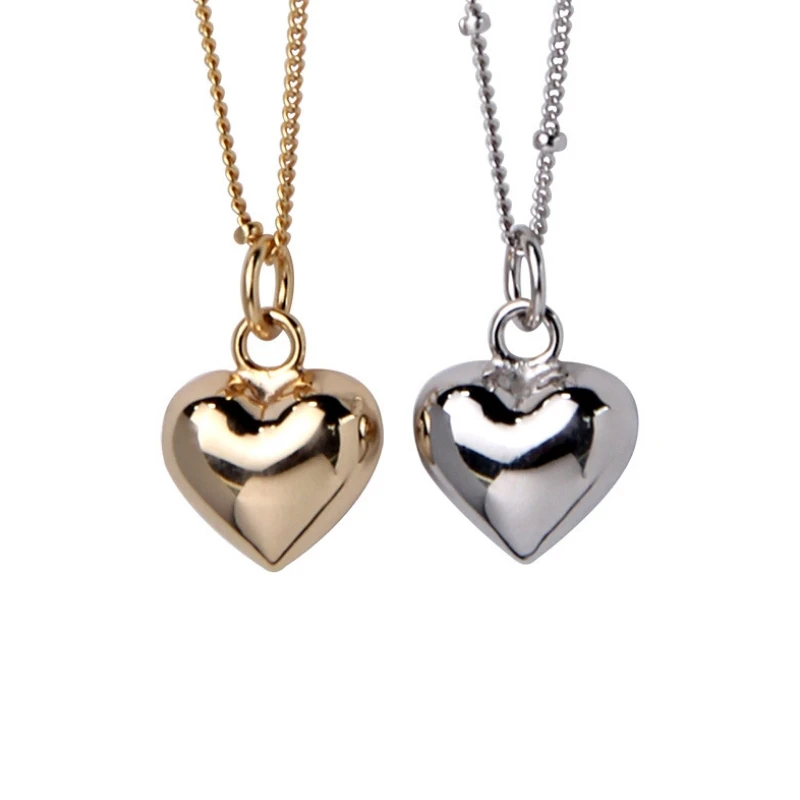 

925 Sterling Silver Beaded Chain Heart Pendant Choker Kolye Chic Frosty Style Elegant Necklace for Women Bijoux Femme Collier