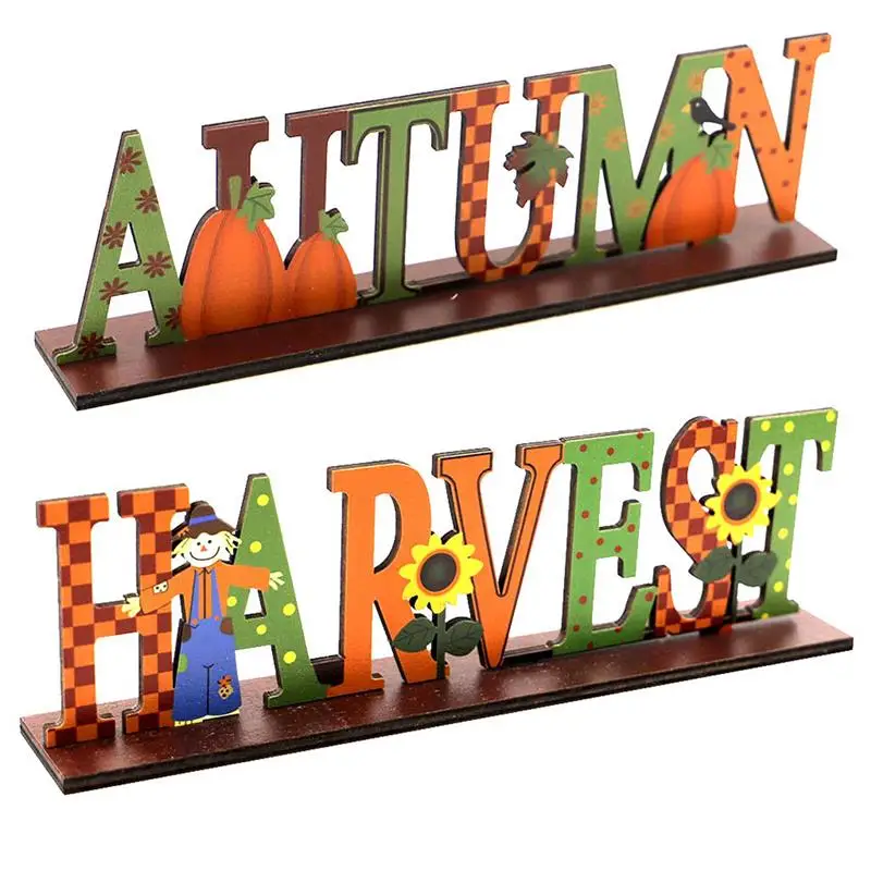 

Fall Ornament Wooden Table Ornament Thanksgiving Fall Harvest Table Decoration Autumn Figurine for Thanksgiving Party Decor
